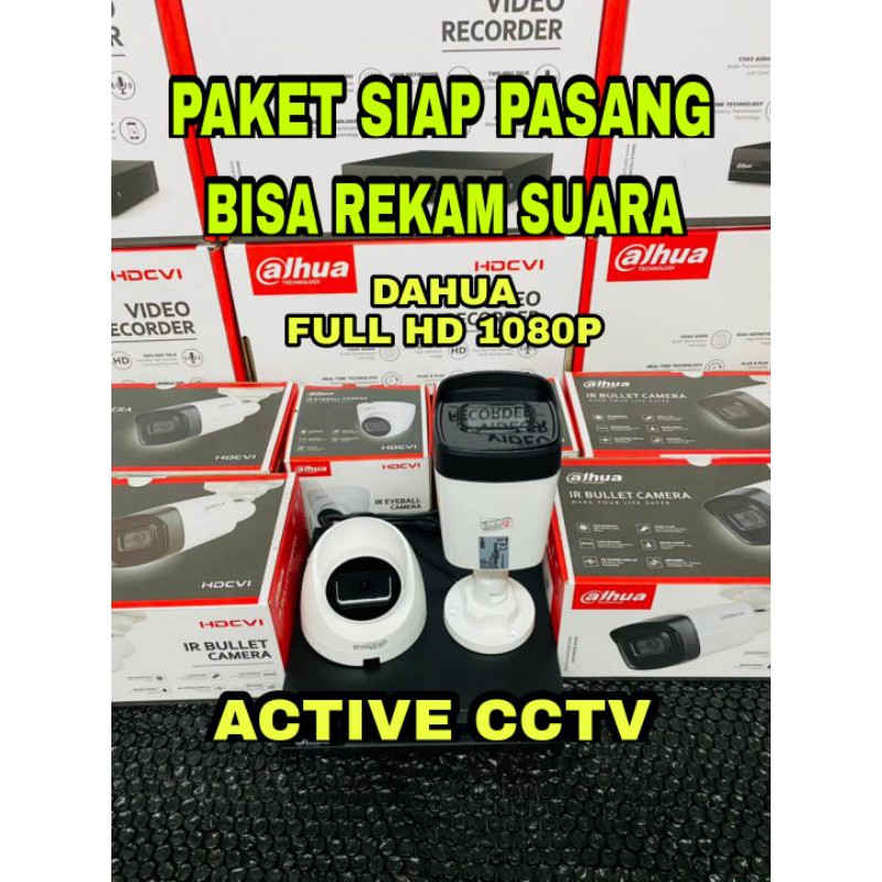 paket camera cctv 2 kamera dahua 2mp audio built in mic 1080p 4 channel ch bisa rekam suara 4ch