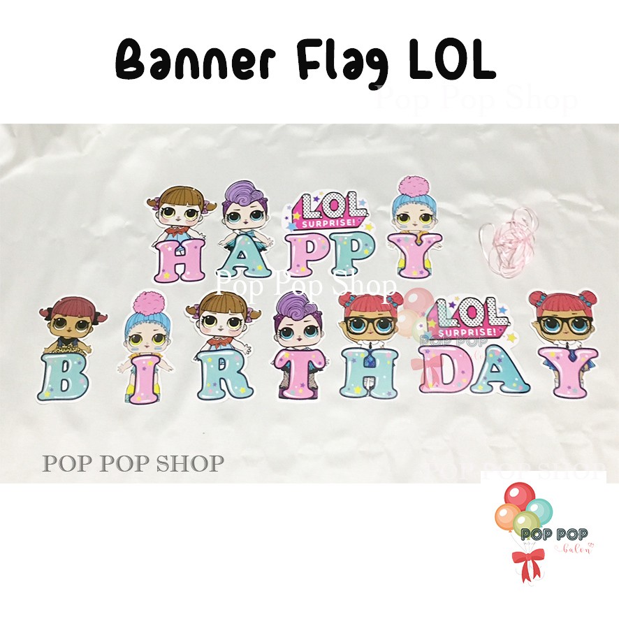 Banner Flag Bunting Flag motif Happy Birthday LOL  