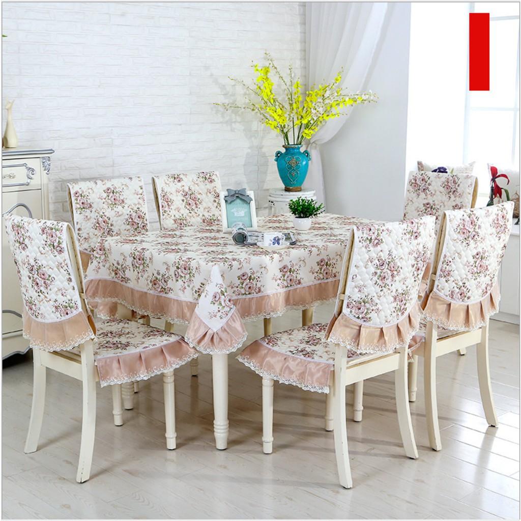 Shabby Lace Tablecloth Chair Set 6 / Taplak Meja Sarung Kursi Bermotif