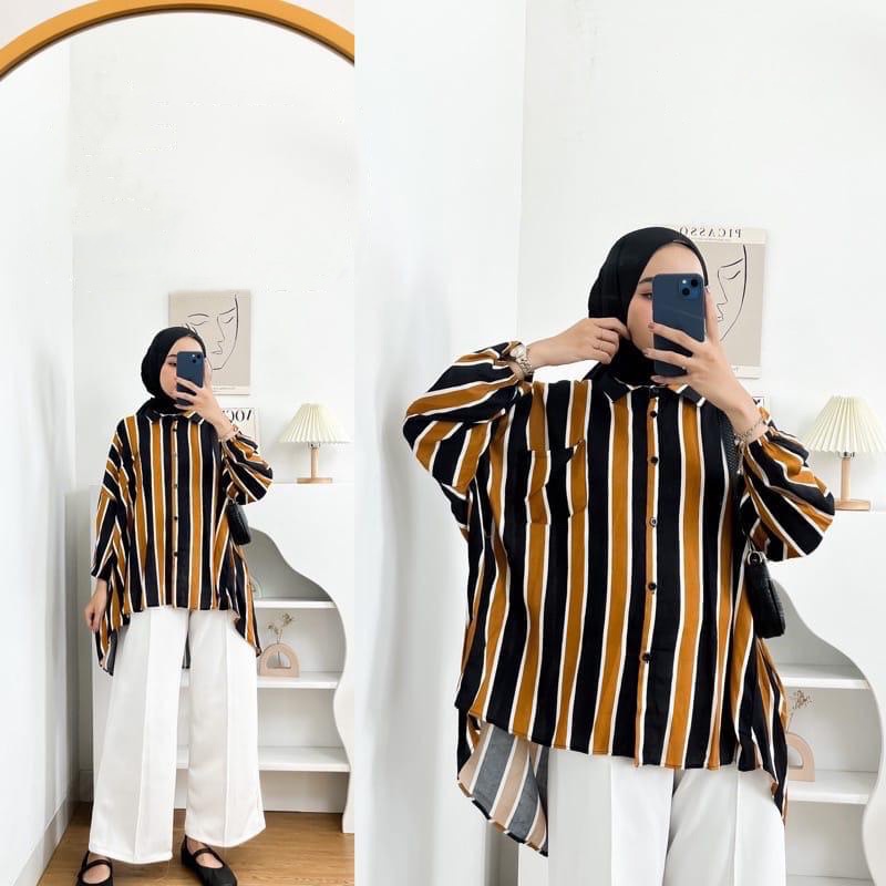 KEMEJA OVERSIZE MOTIF WANITA RAYON JUMBO / BLOUSE OVERSIZE WANITA MOTIF BIG SIZE FULL KANCING