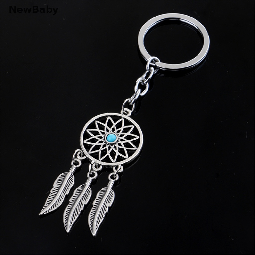 Gantungan Kunci Bentuk Dream Catcher Bahan Metal Warna Silver