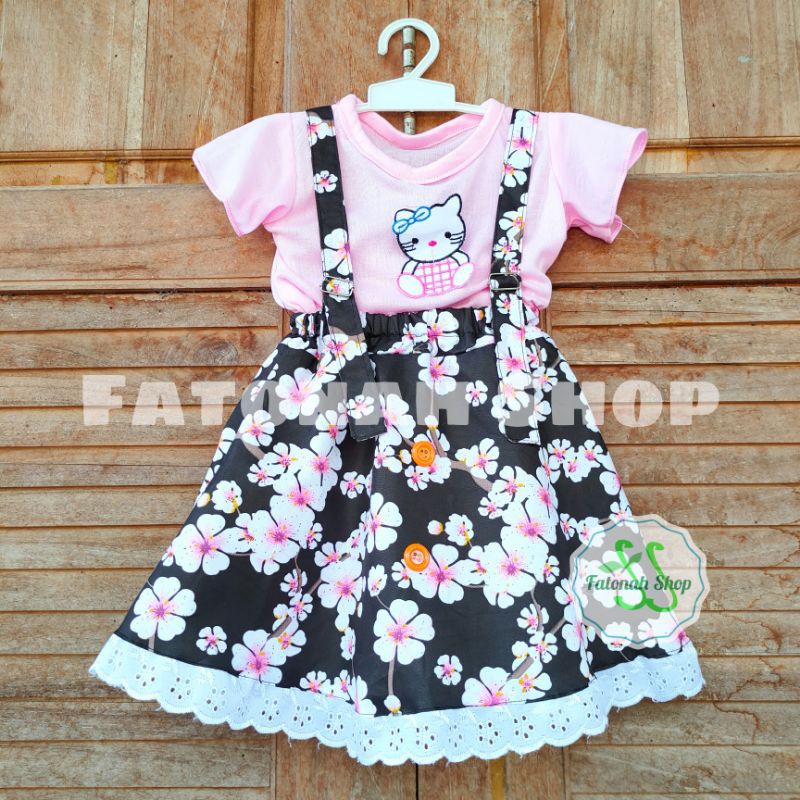 overall anak 1 2 tahun baju kodokan anak baju setelan anak cewek perempuan ( overall hanam kancing ) hanami renda