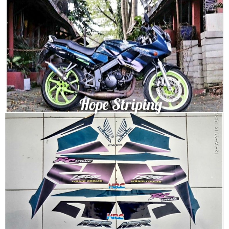Striping Honda NSR R 150 th 1997 Hijau Ungu