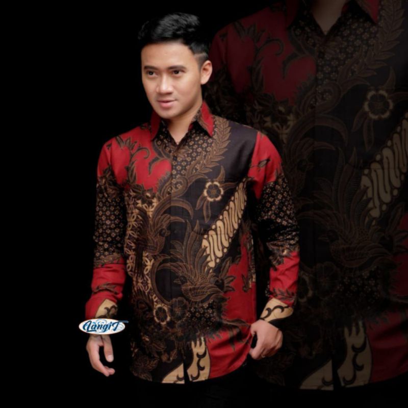 KEMEJA BATIK PRIA LENGAN PANJANG HITAM MANIS M L XL XXL