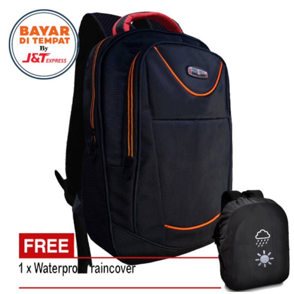 SHOPEE 6.6 SUPER SALE!! Tas Polo Ransel Sekolah SMP SMA Tas Kuliah Model Casual Tas Punggung Pria dan Wanita L-800 Black + Bonus Raincover