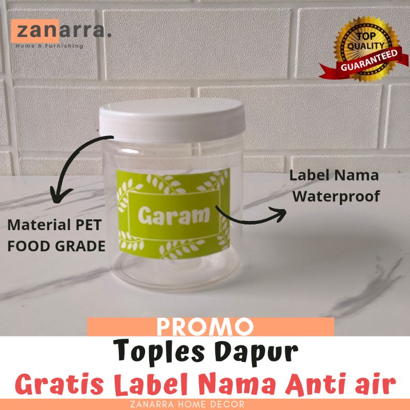 Toples Bumbu Dapur Hijau Pandan Tempat Bumbu Dapur 600 ML Hijau Tosca Minimalis by Zanarra