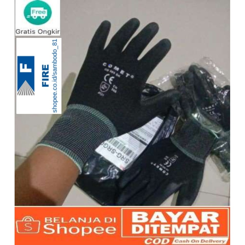 Sarung Tangan Comet CG 805 Black Palm Fit ukuran M