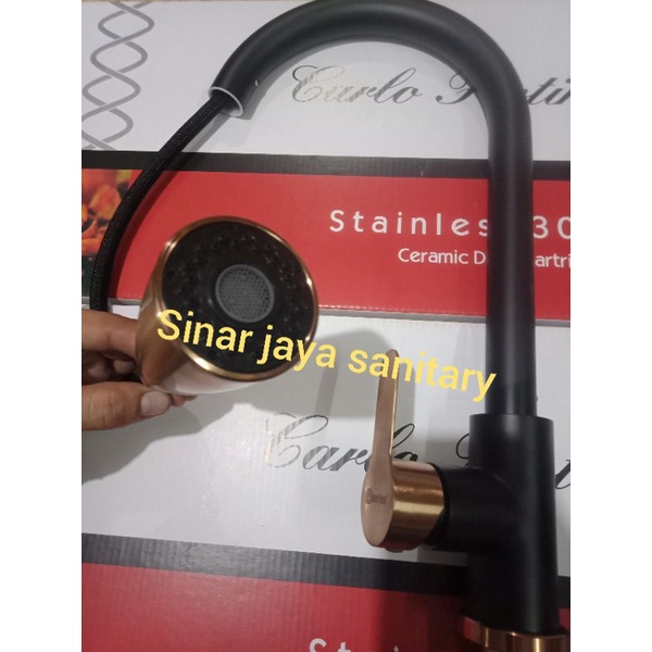 Kran sink tarik black gold panas dingin / Kran mixer black gold panas dingin stainless 304