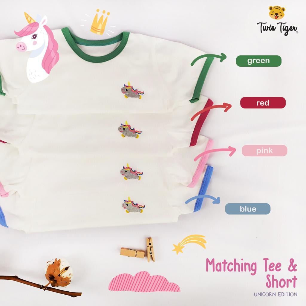 TWIN TIGER SETELAN POLKADOT ANAK MATCHING TEE &amp; SHORT BAJU BAYI 1-5 Tahun