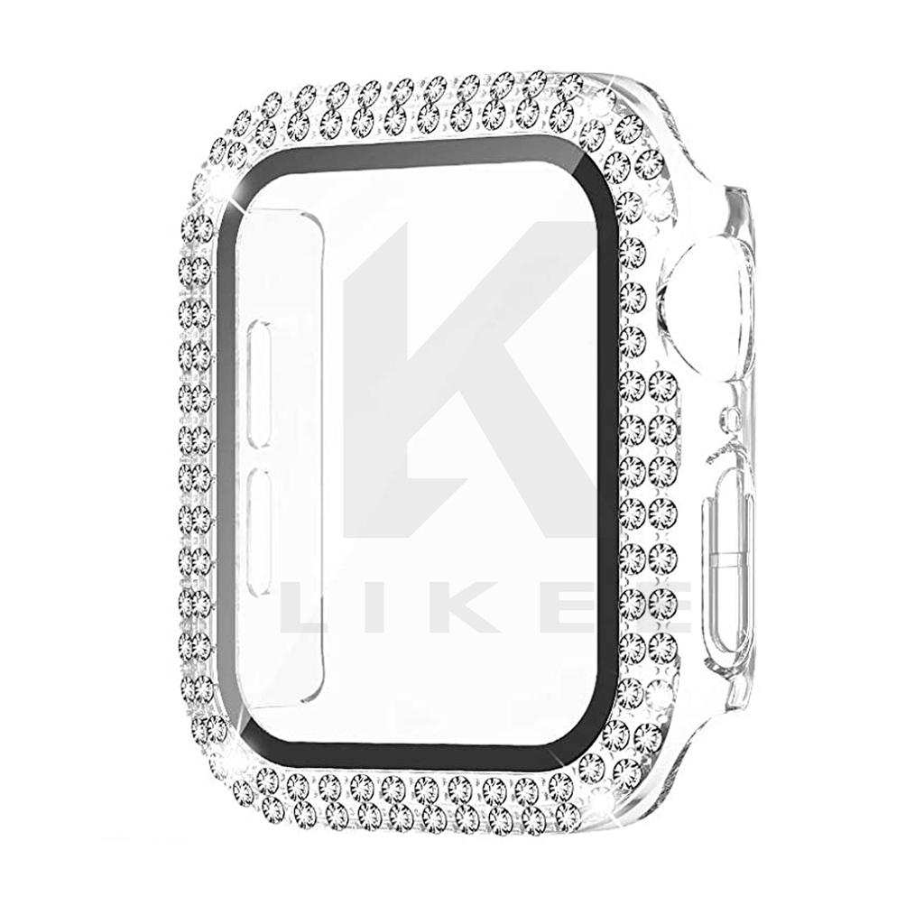 Diamond CaSE For Apple watch 41mm 45mm 40mm 42mm 38mm Bling Bumper Pelindung Cover iWatch Series7 3 4 5 6 se Untuk t500 x7 t5 t5 ft50 w26 w46 w56