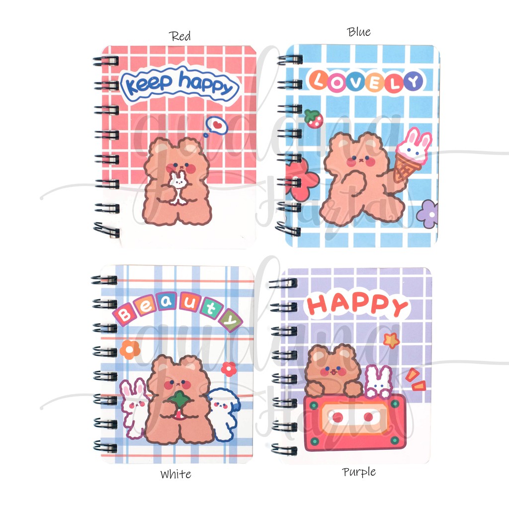 Notebook Mini Spiral Happy Bear Buku Catatan Lucu Beruang Ceria GH 308726