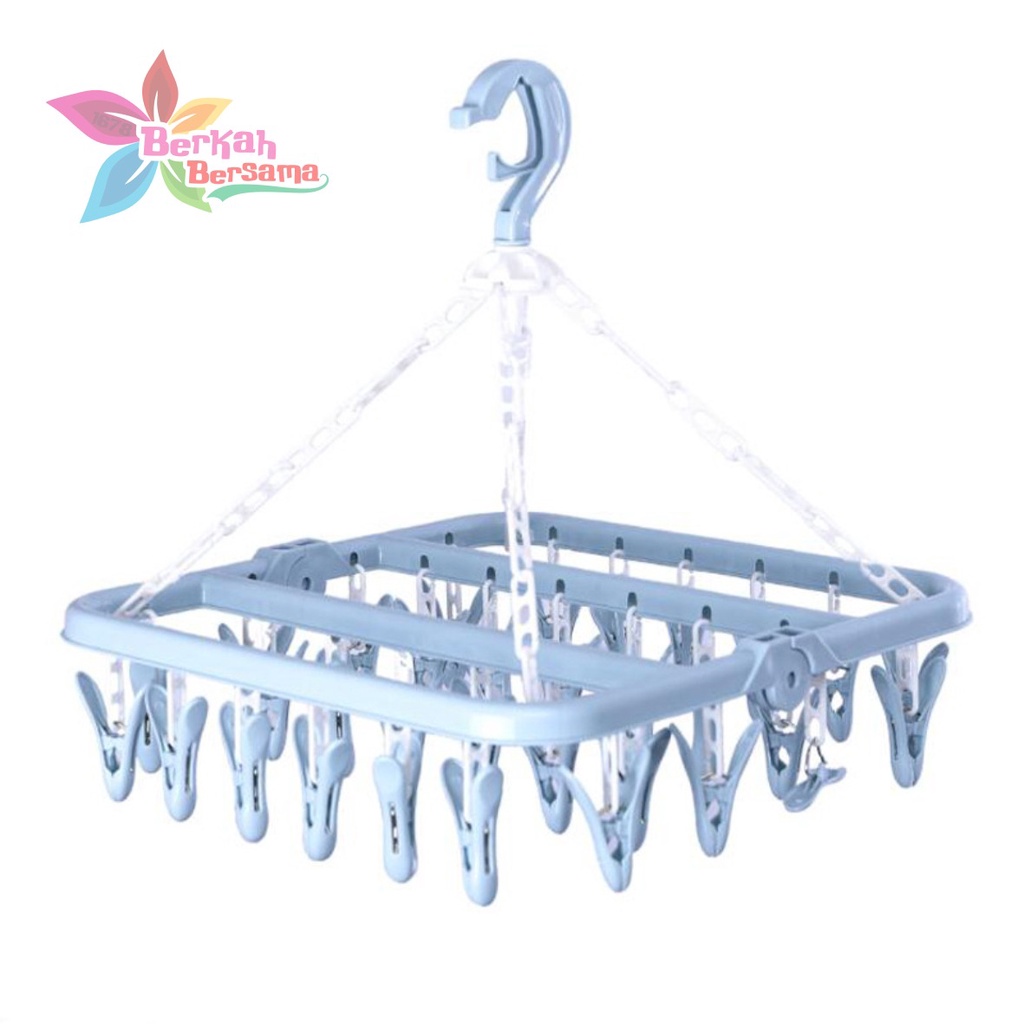 RT62 hanger gantungan hook jemuran lipat 32 jepit serbaguna BB6322
