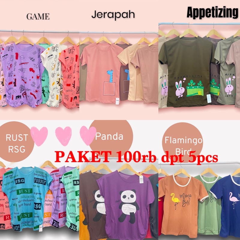 paket usaha grosir kaos murah 100rb =5pcs