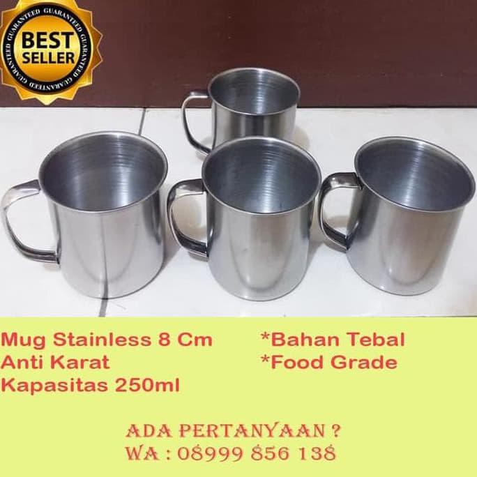 GROSIR 6pcs Mug Cangkir Gelas Stainless Mini Kopi Teh Kecil 8cm