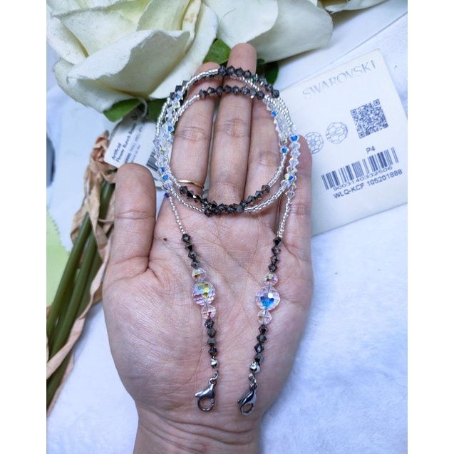 Kalung  masker Swarovski Original Austria / tali masker Swarovski original Austria Bola dunia