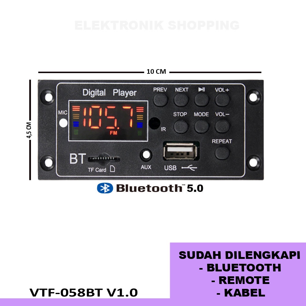 Modul Kit Mp3 Bluetooth 5.0 kualitas jernih daya 12 volt