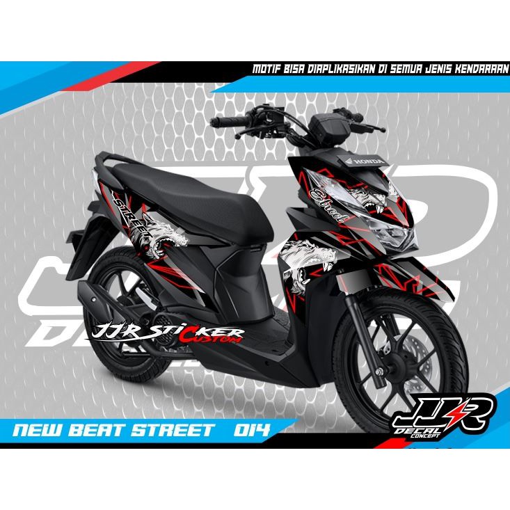 STIKER DECAL FULL BODY BEAT STREET 2020-2023 MOTIF SERIGALA keren Kombinasi Garis Honda new Beat str