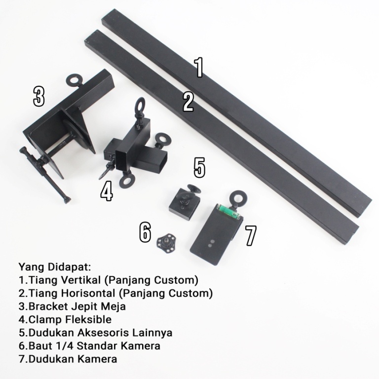 Table Clip Overhead Kamera Camera Rig Desk Mount Jepit Meja Top Down Video Flat Lay Foto Mirrorless DSLR