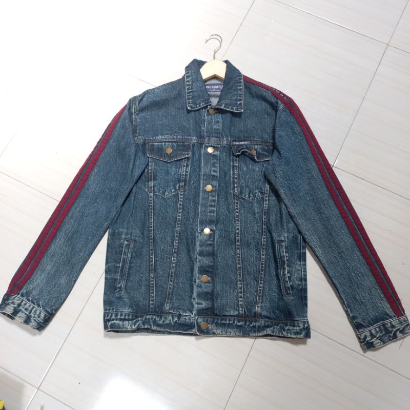 PRELOVED / THRIFT / SECOND JAKET JEANS BRAND ROUGHNECK SIZE M UNISEX LD 110CM LIKE NEW 1KALI PAKE