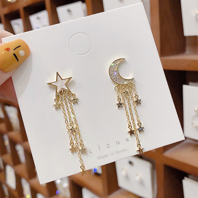 Jewerlyhouse.medan Anting Titanium Rumbai Panjang Star Moon