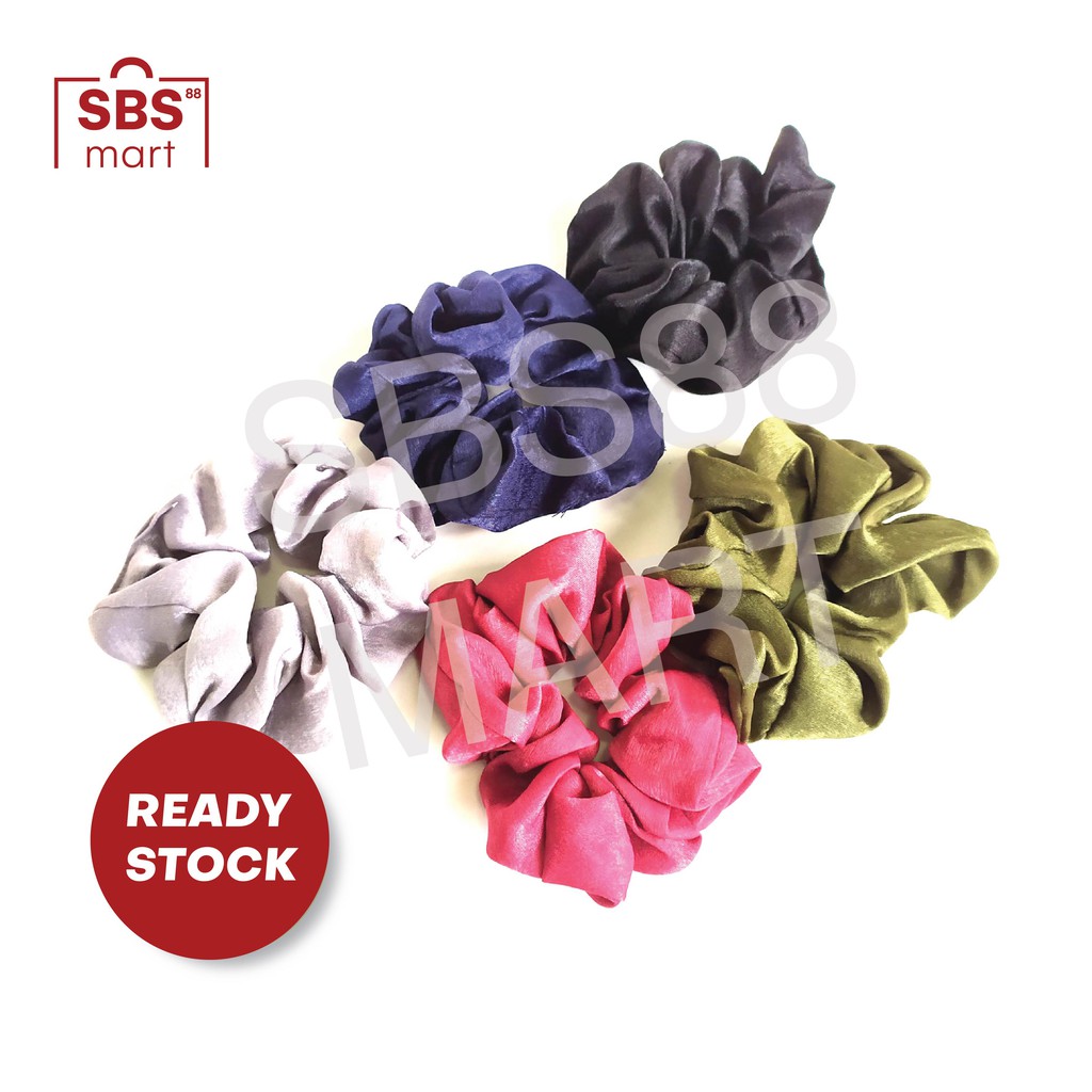 PREMIUM SCRUNCHIE SATIN - Bahan Satin Sutra Lembut Polos - Ikat Rambut Cepol Wanita Korea