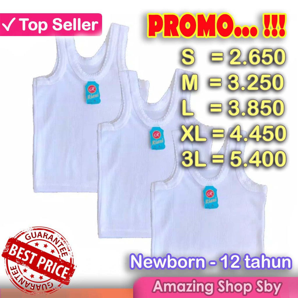 Singlet Kaos Dalam Anak Laki-Laki Perempuan / Singlet Putih Anak Bayi TK SD SMP Polos dan Warna Nyaman Murah Amazing Shop SBY