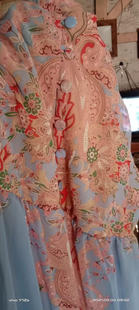 Gamis Ceruty Bunga Batik 1# | Gamis Full Furing Jumbo Ld 110 Xxl Busui | Gamis Canda Rempel Terbaru