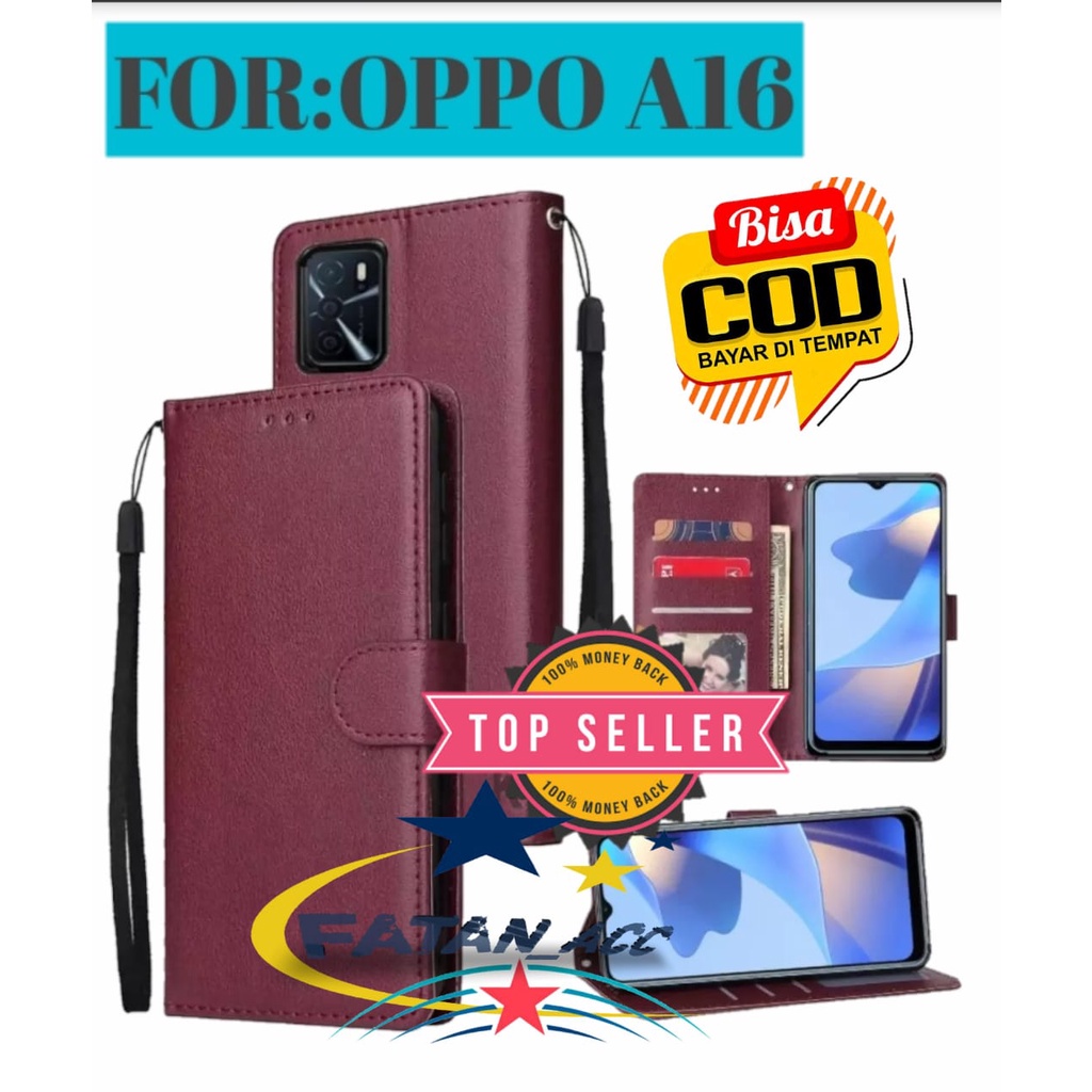 Sarung Buku Untuk OPPO A16 2021 - Case Kulit - Casing Dompet Case Leather Flip Case