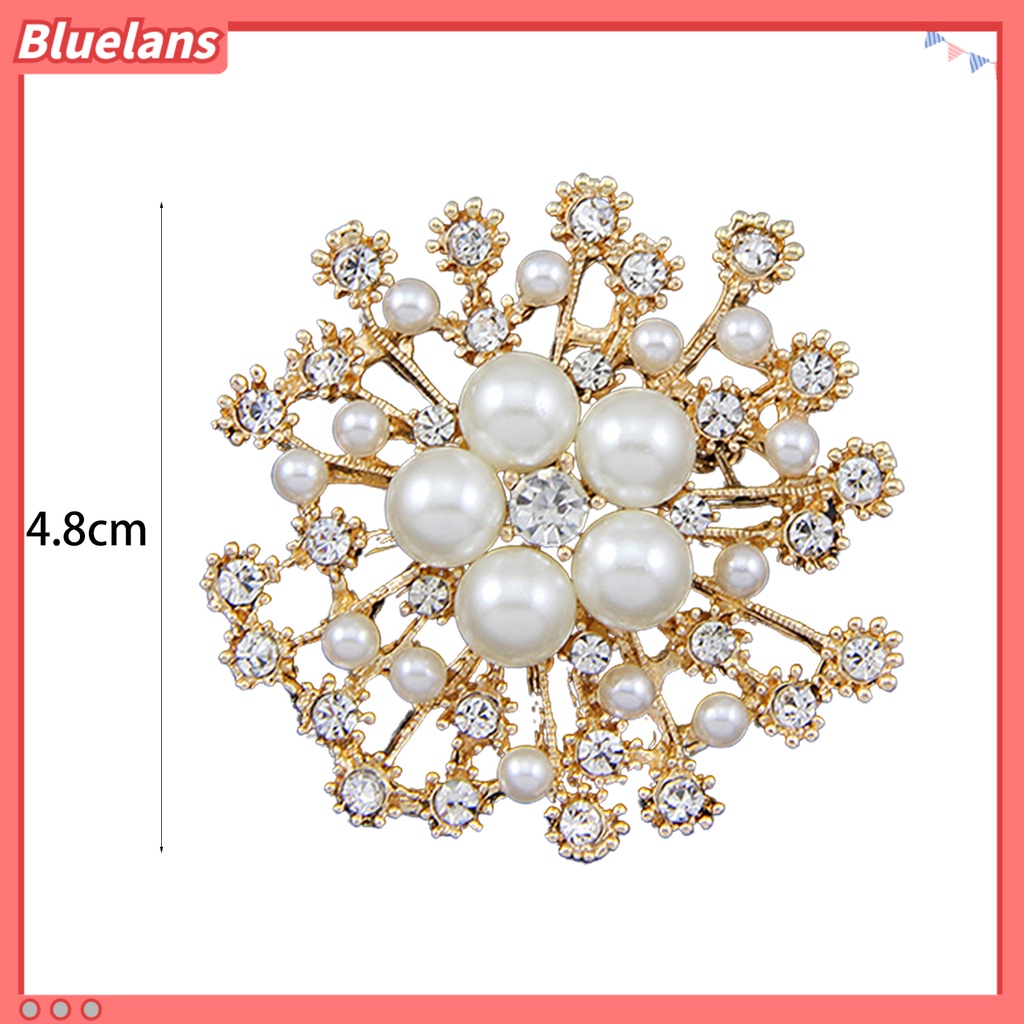 Bluelans Breastpin Elegant Easy Matching Alloy Flower Faux Pearls Women Brooch Pin