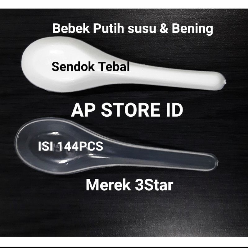 isi 144pcs Sendok Bebek Putih Susu &amp; Bening 3Star