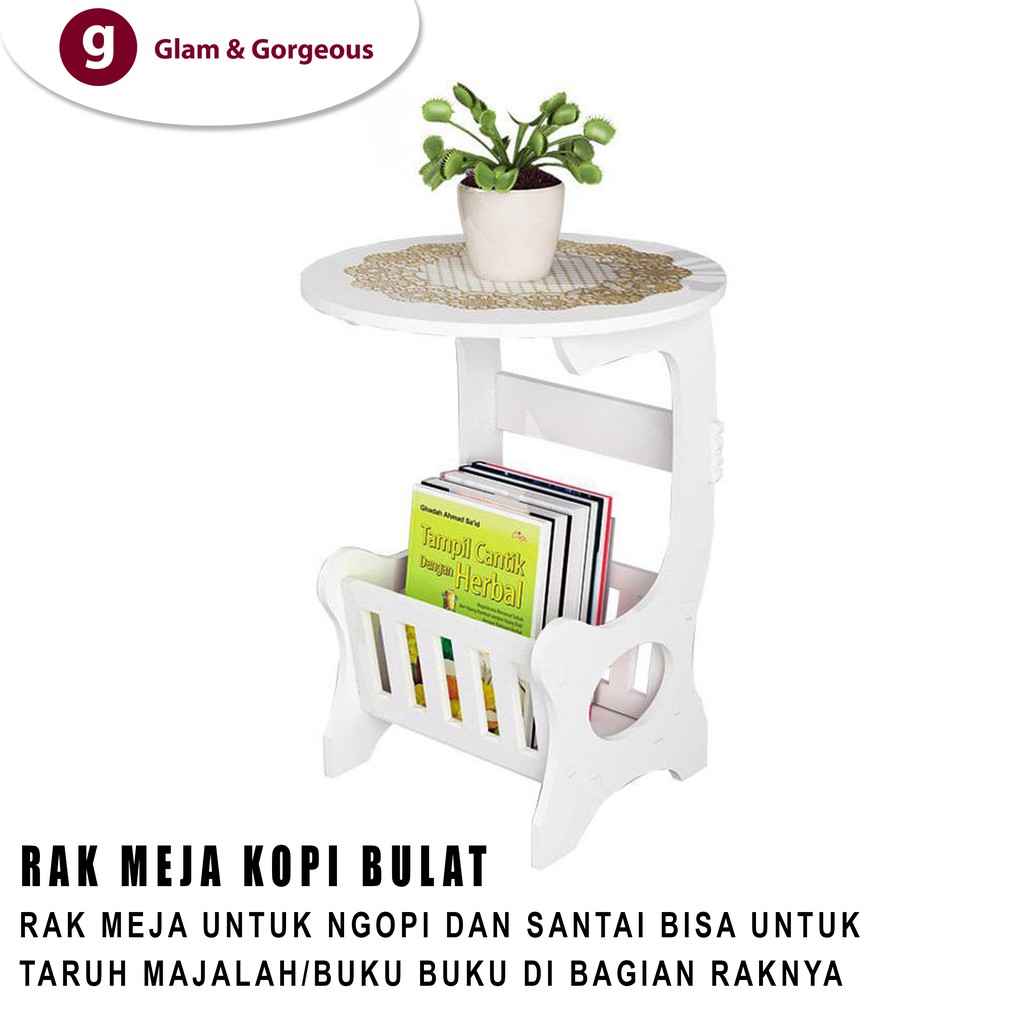 Meja Sudut Bulat Nakas Pojok Minimalis Samping Teras Kamar Tidur Coffee Table Dc011s Size Small Shopee Indonesia