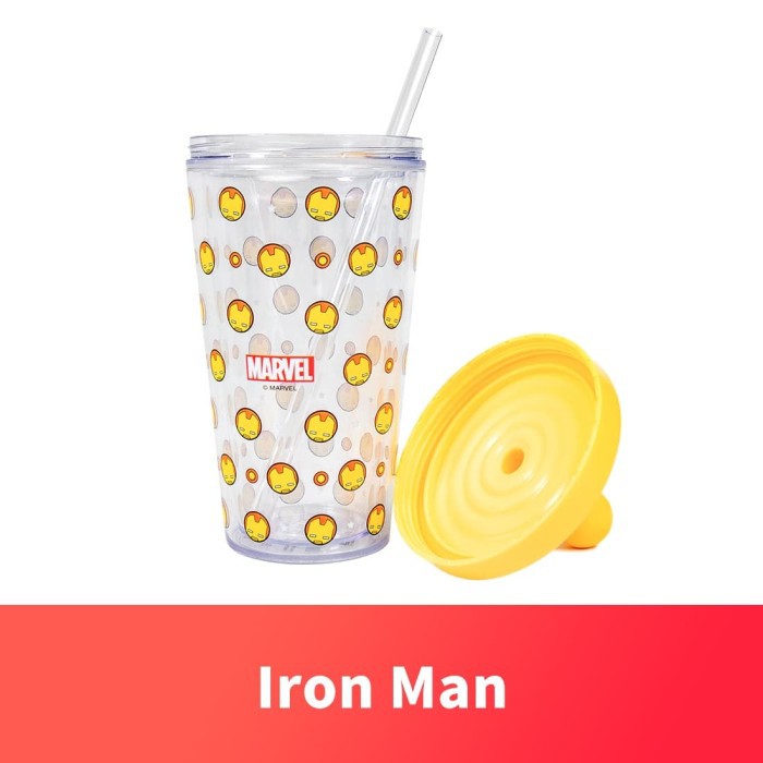 Hot sale  MINISO Marvel Botol Minum Plastik Portabel 420Ml Dengan Jerami Bottle  hanya di shopee