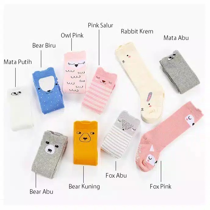 TokoPapin Kaos Kaki Anak Bayi Karakter Kaos Kaki Baby Panjang Korea Motif Hewan Lucu Import Halus Nyaman