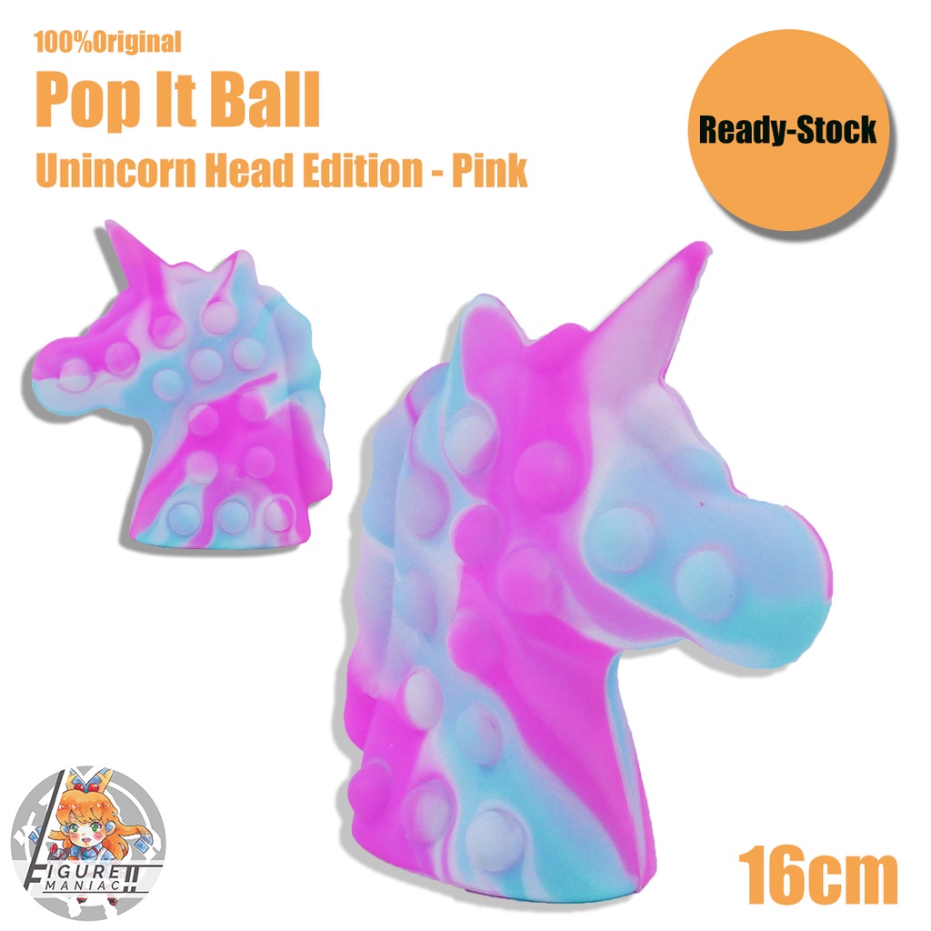 Pop It Ball - Unicorn Head Edition 16 Cm Squishy Mainan Anak