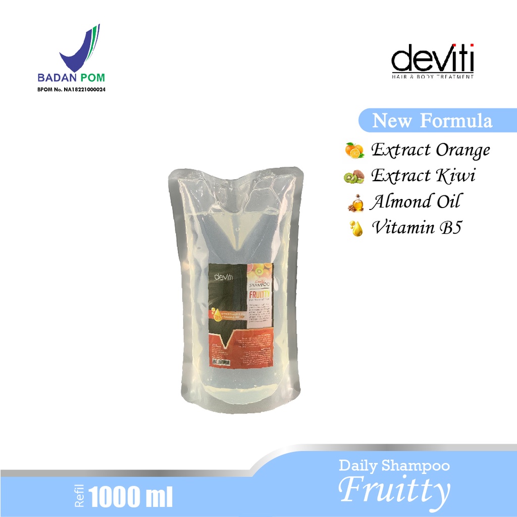 Deviti Refill Shampoo Aroma Extract Fruitty 1L Melembutkan Rambut