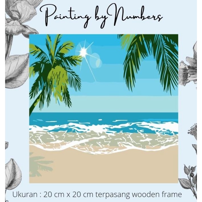 

DIY painting by number 20x20cm kerajinan tangan - BEACH HOLIDAY