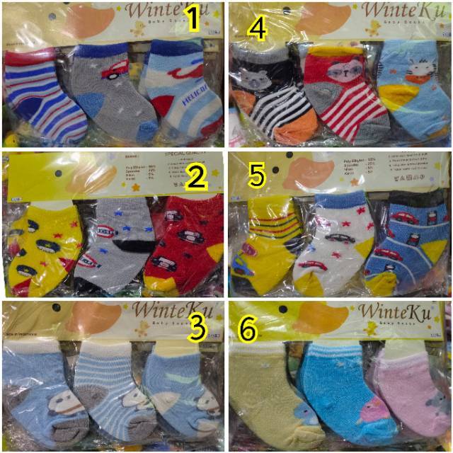 Kaos kaki bayi isi 3 tompege/winteku