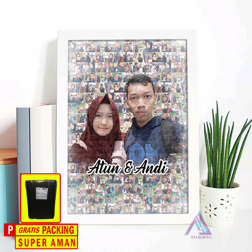 Desain Foto Mozaik cetak bingkai 21x30 cm kado ultah Desain Foto Mozaik cetak bingkai 21x30 cm kado ultah