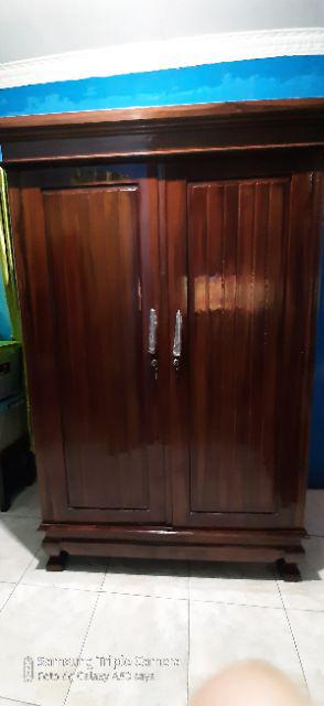Lemari Jati Pintu 2 Swing Full Ukir