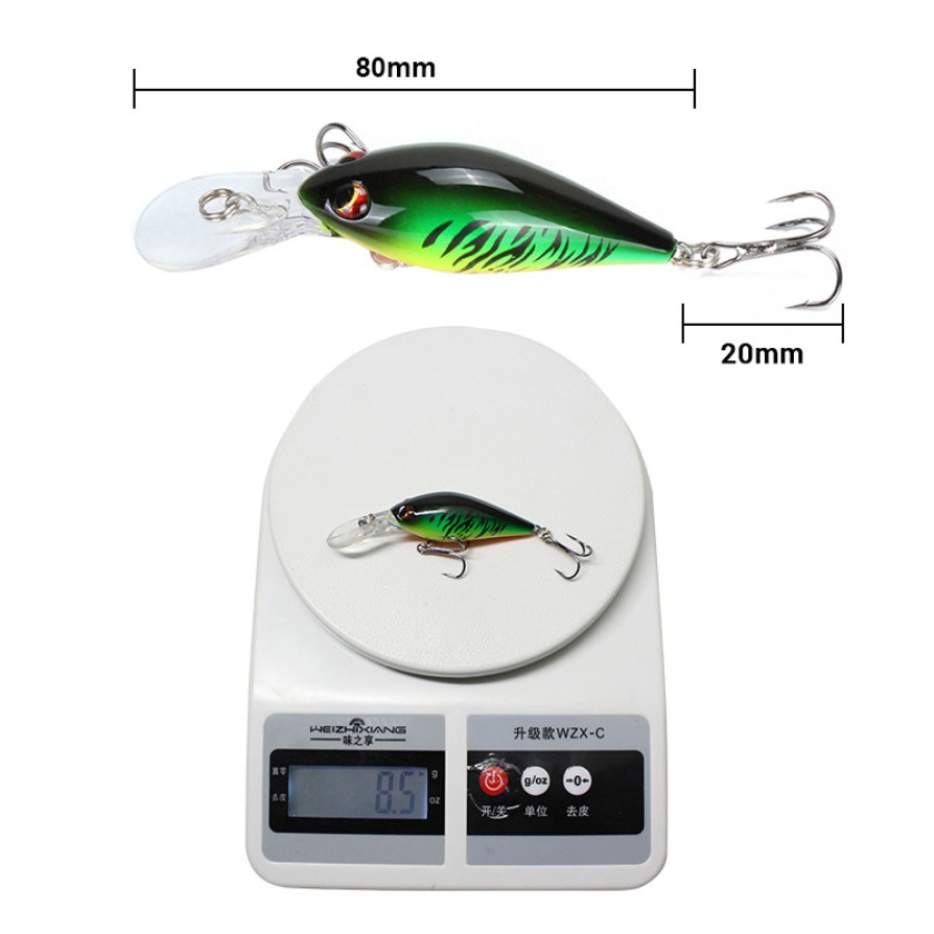 Shengyao 1Pcs Crankbait Umpan Pancing 8cm/8.5g Swimbait Fishing Lure Ikan Bass Bait Kail Memancing Wobbler