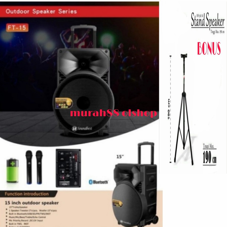 PORTABLE WIRELESS SPEAKER PORTABLE SOUNDBEST FT 15 (15 INCH) TWS