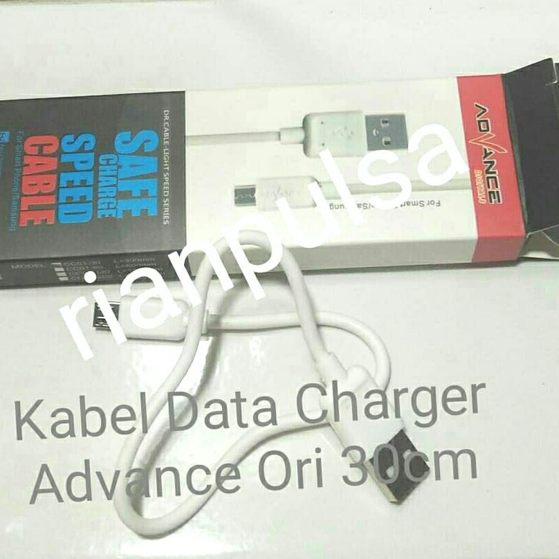 Kabel Data Charger Advance Asli Original pendek casan hp android handphone 30cm charge