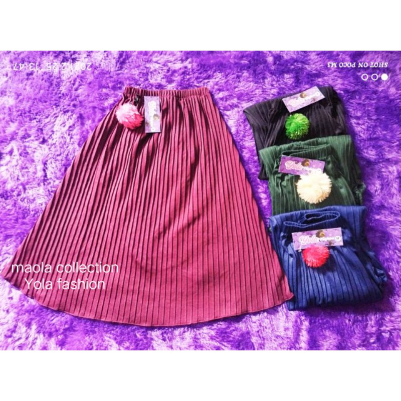 Rok plisket pompom anak M L XL ( umur 5-10 tahun ) grosir/ecer