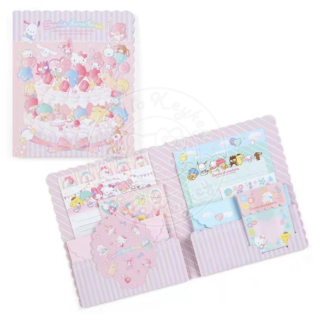 

set kertas surat amplop stiker hello kitty friends original sanrio
