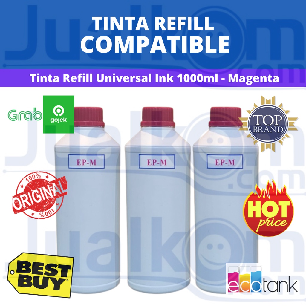 Bulk Ink Tinta Refill 1 Liter (Untuk Canon &amp; Epson) - Magenta