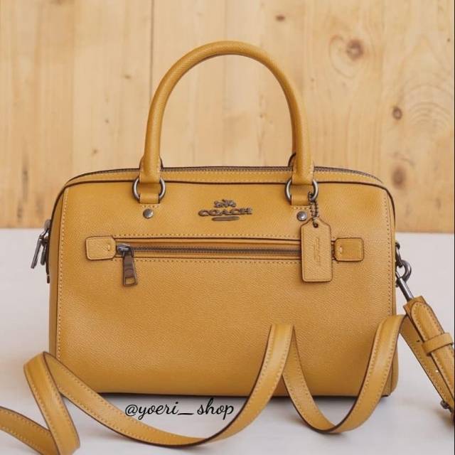 Tas Wanita Jinjing Coach Rowan Satchel Leather Yellow