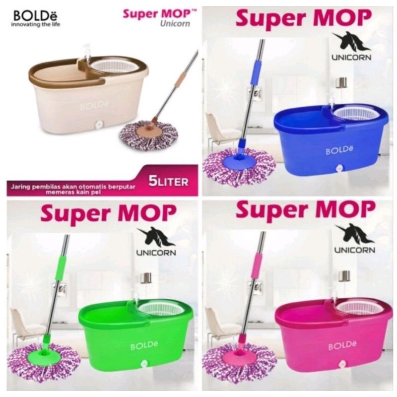 Alat Pel Super MOP BOLDe Unicorn - Botol Sabun + Drainase