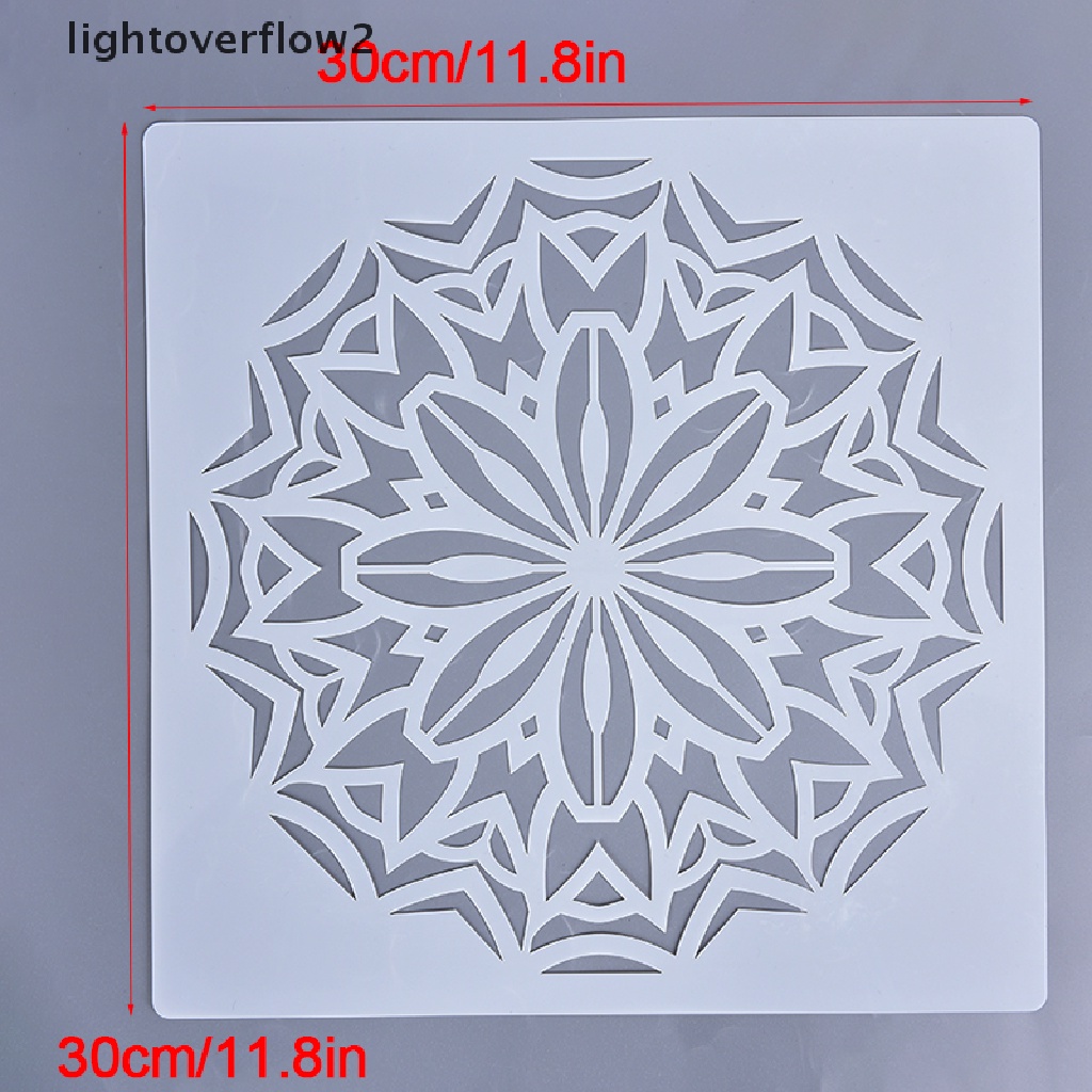 (lightoverflow2) Cetakan Stensil Cutting Dies Motif Mandala Ukuran 30x30cm Untuk Scrapbook / Craft DIY