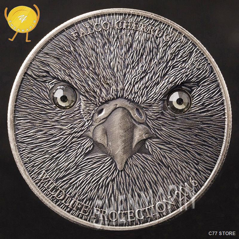 Mongol Nasional Burung Falcon Perak Kuno Berlian Koin Peringatan Mongolia 500 Koleksi Koin Tugrik Ko