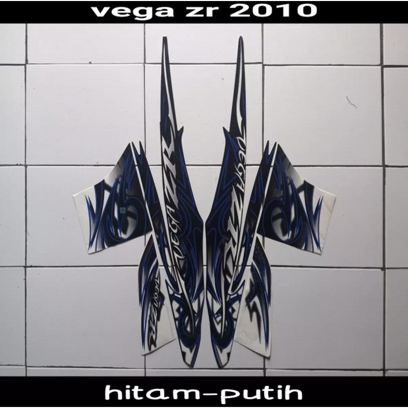 Stiker Striping List Body Full Set Motor Yamaha Vega ZR 2010 Hitam Putih